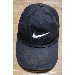 Nike Club Cap Black White Swoosh One Size Adjustable Strap